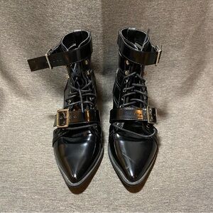 Black moto lace up booties